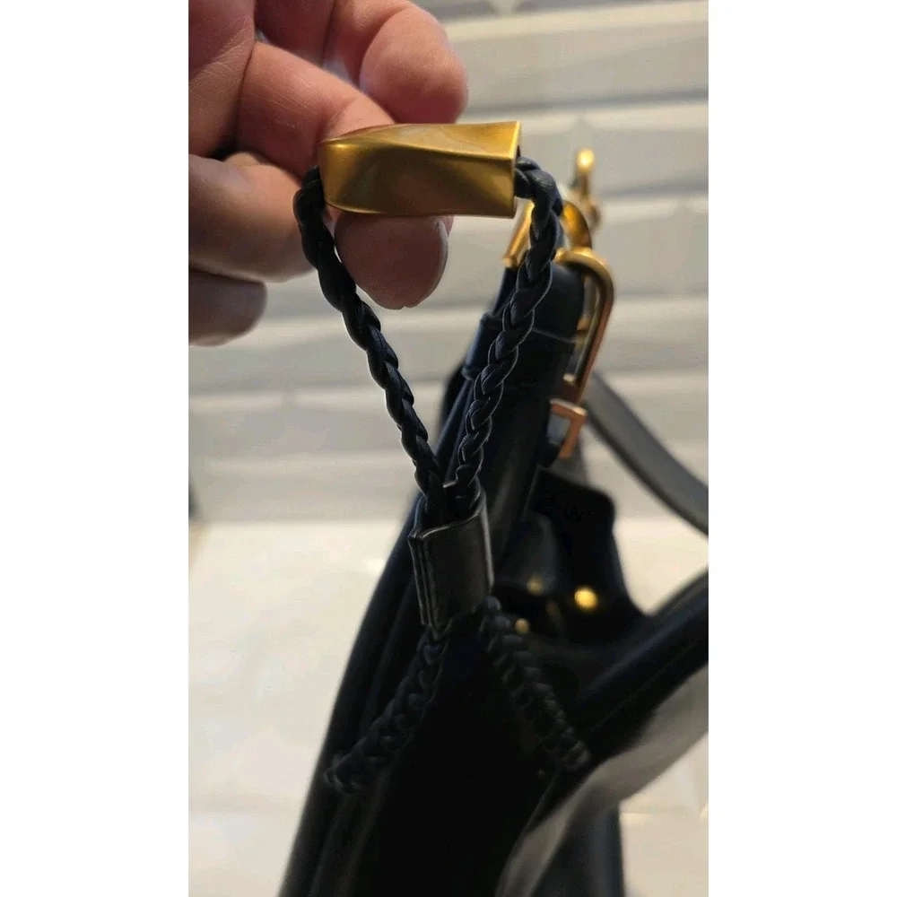 Donna Karan NY Bellarose Hobo Bag Black Leather Boho Purse XL‎ Sholder